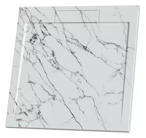 Душ корито MARBLE Texture, мрамор - 80х80х3.5 см., Бял
