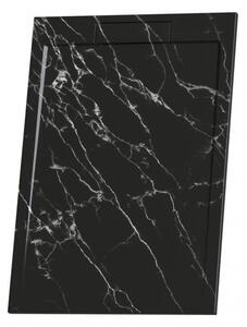 Душ корито MARBLE Texture, мрамор, 100-140х80х3.5 см - 100х80х3.5 см., Черен
