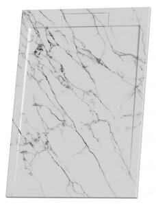 Душ корито MARBLE Texture, мрамор, 100-140х80х3.5 см - 100х80х3.5 см., Бял