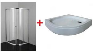 Душ кабина в комплект с душ корито, овал, 80х80х200 см., хром