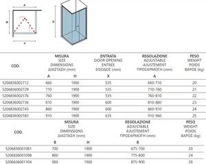 Душ кабина DIMENSITY, рисувано, хром - 66х70х190 см