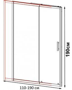 Параван за баня с плъзгаща врата, 110-180х190 см, мат - 110-120х190 см