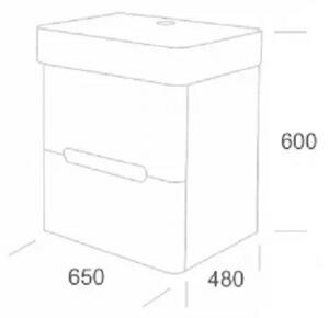Шкаф за баня с мивка SENSO, с две врати, сив - 55х44х60 см