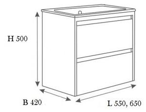 Шкаф за баня с мивка BERANJENA, с чекмеджета, бял - 65х42х50 см