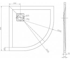 Овално душ корито ROUGH Stone, 80-90 см - 80х80х4 см., Тъмно сив