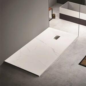 Душ корито MARBLE Texture, 100-140х80х3.5 см - 100х80х3.5 см., Бял