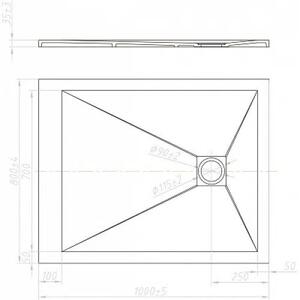 Душ корито MARBLE Texture, 100-140х80х3.5 см - 100х80х3.5 см., Бял