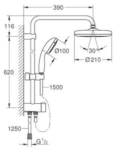 Душ комплект за баня GROHE New Tmpesta System 210, хром