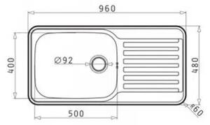 Мивка за кухня SPACE PLUS 96×48, инокс - Микролен