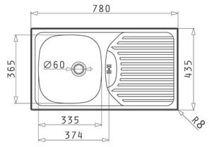 Мивка за кухня ET78 SEMIFLAT, инокс