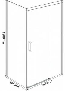 Правоъгълна душ кабина TIFANI Soft Close, 110х90х190 см. - Дясно
