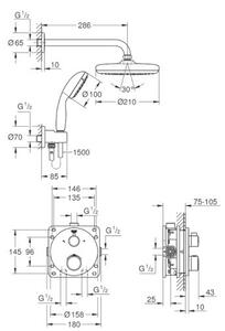 Душ комплект за вграждане GROHE Tempesta 210, хром