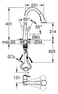 Смесител за кухня GROHE Zedra, с изтеглящ душ