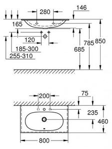 Мивка за баня GROHE Essence Vanity - 80х46к14.6 см