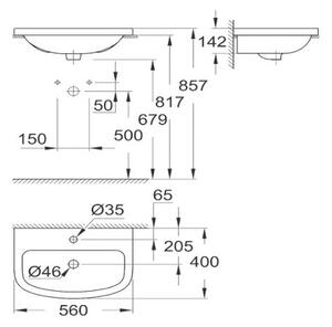 Мивка за баня GROHE Cuba Ceramic 55, за вграждане