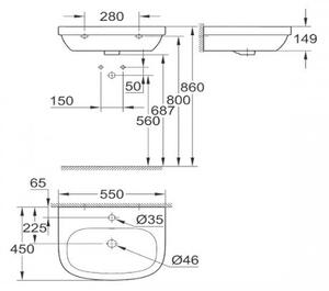 Мивка за баня GROHE EURO Ceramic - 60х48х14.9 см