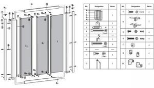 Параван за баня PENTA 300, 90-160х190 см, хром
