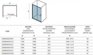 Преграден параван за баня ЕFE 400, 100-150х190 см