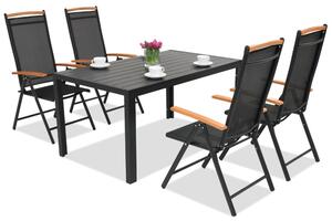 Градински мебели от алуминиев polywood Verona Wood Garden Point за 4 души черни