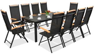 Алуминиева градинска мебел Verona Wood polywood с голяма маса за 10 души Garden Point черна