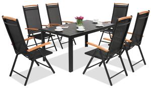 Градински мебели от алуминиев polywood Verona Wood Garden Point за 6 души черни
