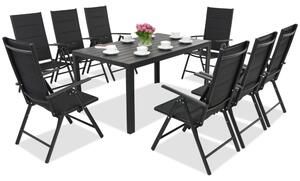 Градински мебели от алуминиев polywood Verona Garden Point за 8 души черни