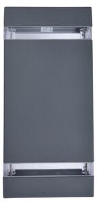 LUTEC LED лампа за външна стена FOCUS SQUARE, тъмно сива, 24 см, IP44, Сив, Алуминий, Модерен, Стенна ъглова