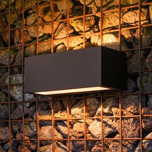 LUTEC LED осветително тяло за външна стена GEMINI, черно, 22 см, IP54, осветява, Черен, Алуминий, Модерен, Стенна ъглова