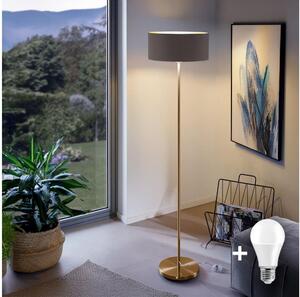 LED подова лампа TUNJA 1xE27/20W/230V диам. 38 см, златиста/кафява