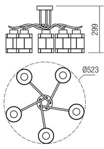 Redo 02-888 - Полилей за повърхностен монтаж DEKOR 5xE27/42W/230V Ø 52,3 см бронзов