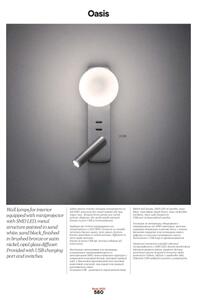 Redo 01-2991 - LED стенен аплик OASIS LED/3W/230V+1xG9/10W USB CRI 90 бял