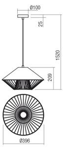 Redo 01-3005 - Полилей на кабел GRILL 1xE27/42W/230V Ø 39,6 cm черно/кафяво