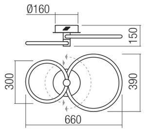 Redo 01-2222 - димируемо LED таванно осветително тяло SPELL LED/32W/230V лъскав хром