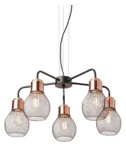 Redo 01-1580 - Полилей на кабел EDISON 5xE27/42W/230V Ø 53 см черен/меден