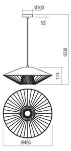Redo 01-3009 - Полилей на кабел GRILL 1xE27/42W/230V Ø 49,5 см черен/кафяв