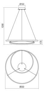 Redo 01-1888 - Димируем LED полилей TORSION на кабел LED/29W/230V, Ø 55 см, бял