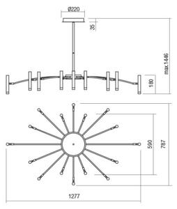 Redo 01-3450 - Димируем LED полилей на прът RAYEN LED/80W/230V CRI 90 златен