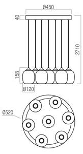 Redo 01-3489 - LED димируем полилей на кабел KHADI 7xLED/5W/230V черен/опушен