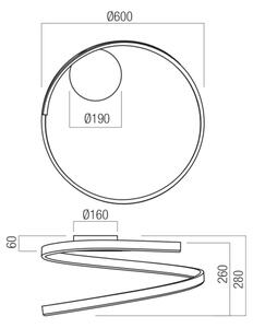 Redo 01-4012 - Димируемо таванно LED осветително тяло SCROLL LED/38W/230V черно