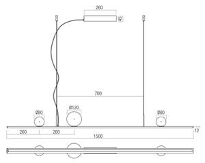 Redo 01-4301 - LED димируем полилей на кабел DUNE LED/48W/230V златист