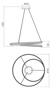 Redo 01-4364 - димируем полилей на кабел TORSION LED/60W/230V, златист