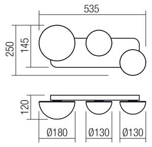 Redo 01-4329 - LED стенно осветително тяло LUMIEN 3xLED/18W/230V 2700/3000K златисто