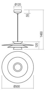 Redo 01-3003 - LED полилей на кабел FARGO LED/16,5W/230V, Ø 50 см, бежов/бял