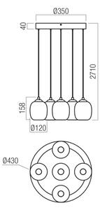 Redo 01-3488 -LED димируем полилей на кабел KHADI 5xLED/5,2W/230V черен/опушен