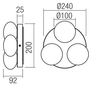 Redo 01-4307 - LED таванно осветително тяло за баня OVUM 3xLED/5W/230V IP44 месинг