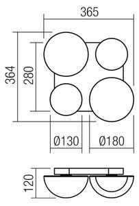 Redo 01-4333 - LED таванно осветително тяло LUMIEN 4xLED/26W/230V 2700/3000K CRI90 черно