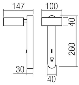 Redo 01-4641 - LED стенно осветително тяло SADES LED/6W/230V CRI 90 USB златно