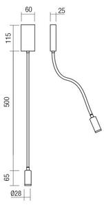 Redo 01-4475 - Гъвкава LED лампа WALLIE LED/3W/230V USB CRI 90 бронзова