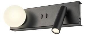 Redo 01-4663 - LED стенен аплик NORMA LED/5W/230V + LED/3W CRI 90 USB черен