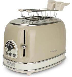 Тостер за хляб Ariete VINTAGE 0155/03, 810W, 2 филии, 3 функции, 6 степени, Подвижна тава за трохи, Бежов